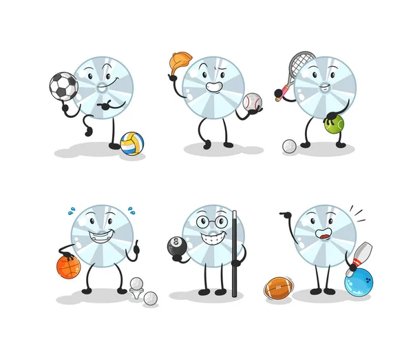 Sport Set Character Cartoon Mascot Vecto — Stock Vector