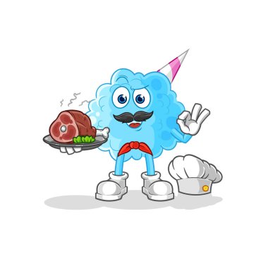 Et maskotu olan pamuk helva şefi. çizgi film vektosu