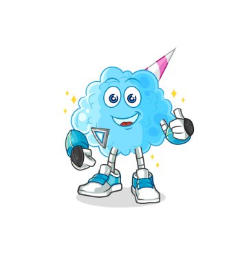 Pamuk helva robot karakteri. karikatür maskotu vektosu