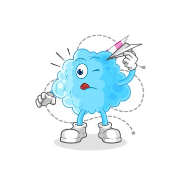 Kağıt uçak karakterli pamuk helva. karikatür maskotu vektosu