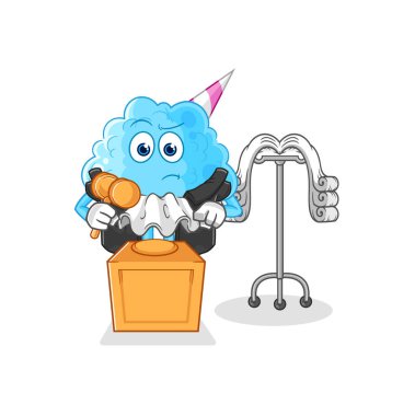 Pamuk helva yargıcının elinde tokmak var. karakter vektosu