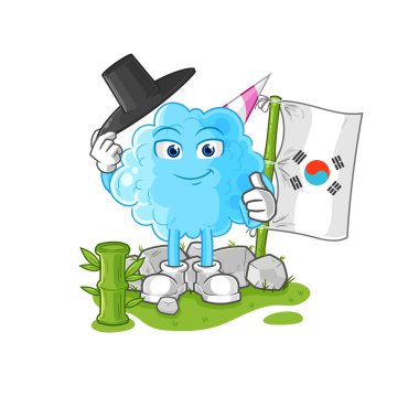 Pamuk Şeker Koreli karakter. karikatür maskotu vektosu