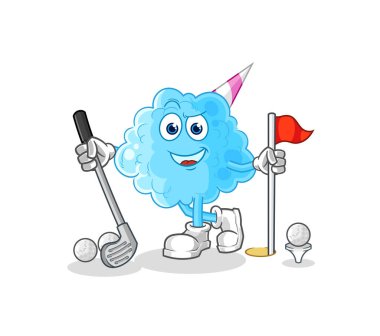 Golf oynayan pamuk helva. karikatür