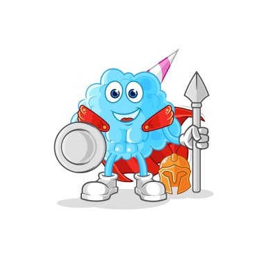 Pamuk helva Spartalı karakter. karikatür maskotu vektosu