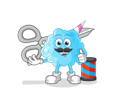 Pamuk helva berberi çizgi filmi. karikatür maskotu vektosu