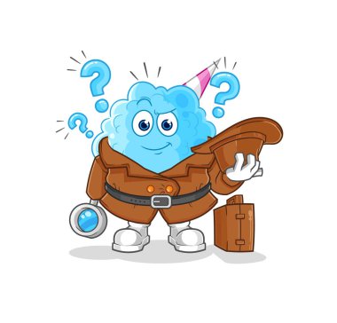 Pamuk helva dedektif vektörü. karikatür