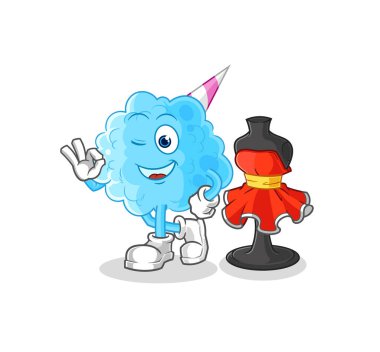 Pamuk helva moda tasarımcısı vektörü. karikatür