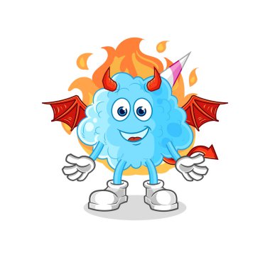 Kanatlı pamuk helva iblisi. karikatür maskotu vektosu