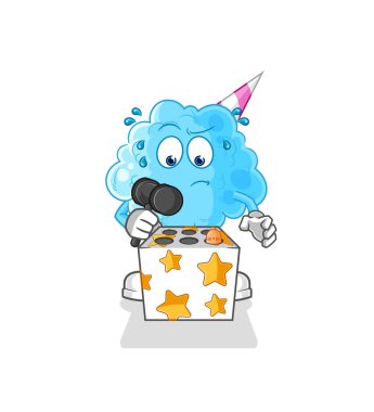 Pamuk helva oyunu bir köstebek maskotunu öldürdü. çizgi film vektosu