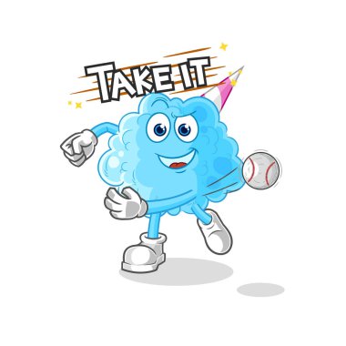 Pamuk helva fırlatan beysbol vektörü. karikatür