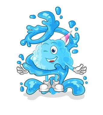 Su maskotlu pamuk şeker. çizgi film vektosu