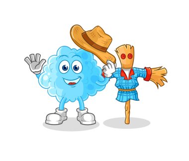 Pamuk helva ve korkuluk çizgi film karakteri vektosu