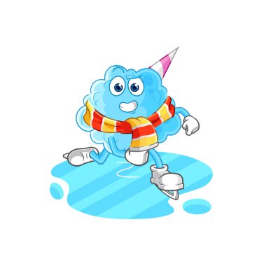 Pamuk helva buz kayağı çizgi filmi. karakter maskotu vekto