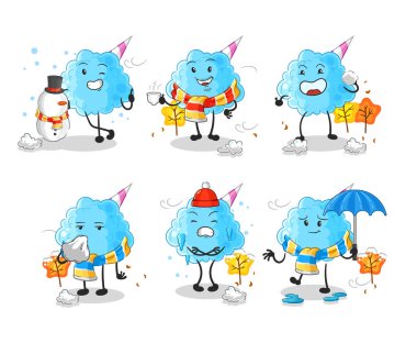 Soğuk hava karakteri maskotu vekto 'sunda pamuk şeker.