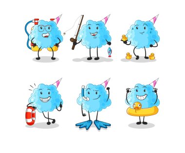 Pamuk Şeker Su Faaliyet Grubu. karikatür maskotu vektosu