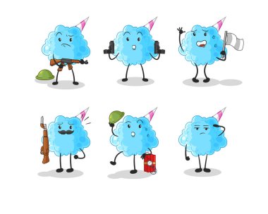 Pamuk Şeker Askerleri karakteri. karikatür maskotu vektosu