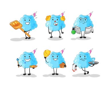 Pamuk helva mesleği karakter belirler. karikatür maskotu vektosu