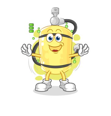 Dalgıç silindiri tam batarya karakteri. karikatür maskotu vektosu