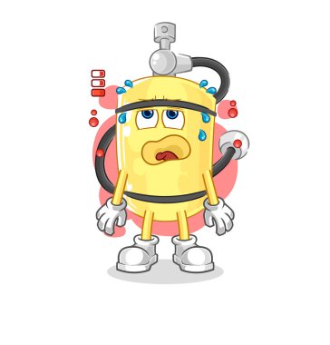 Dalgıç silindiri düşük batarya maskotu. çizgi film vektosu