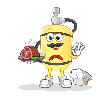 Et maskotlu dalgıç silindir şefi. çizgi film vektosu