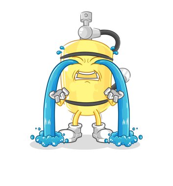 Dalgıç silindiri ağlayan illüstrasyon. karakter vektosu