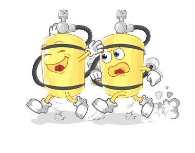 Dalgıç silindiri Chase çizgi filminde oynuyor. karikatür maskotu vektosu