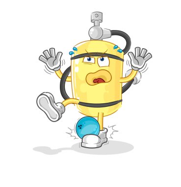 Dalgıç silindiri, bovling çizgi filmiyle vuruyor. karikatür maskotu vektosu