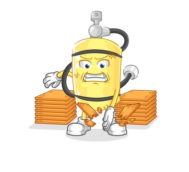 Dalgıç silindirli karate maskotu. çizgi film vektosu