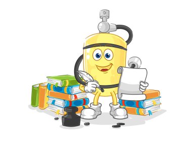 Dalgıç silindir yazar vektörü. karikatür