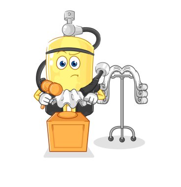 Dalgıç silindiri yargıcı tokmağı tutuyor. karakter vektosu