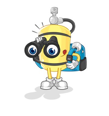 Dürbün karakterli dalgıç silindiri. karikatür maskotu vektosu