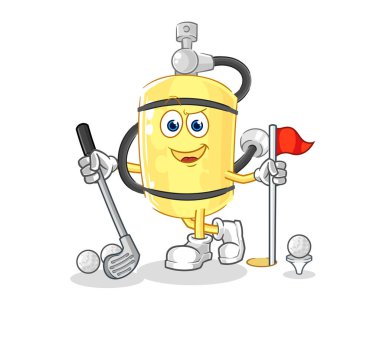 Dalgıç silindiri golf oynuyor. karikatür