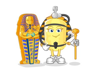 Dalgıç silindiri Antik Mısır karikatürü. karikatür maskotu vektosu