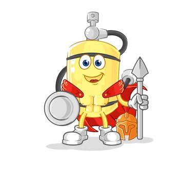 Dalgıç silindirli Spartalı karakter. karikatür maskotu vektosu