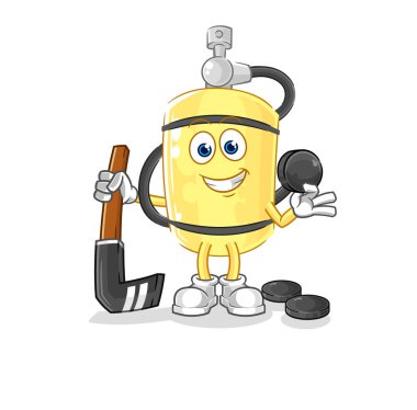 Dalgıç silindiri hokey oynuyor. karikatür