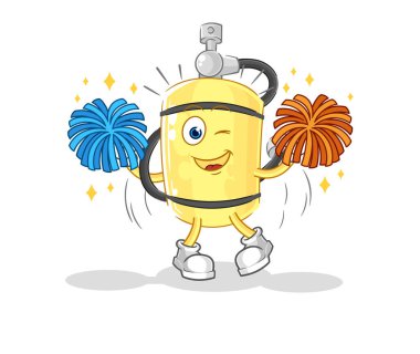 Dalgıç silindirli amigo kız çizgi filmi. karikatür maskotu vektosu