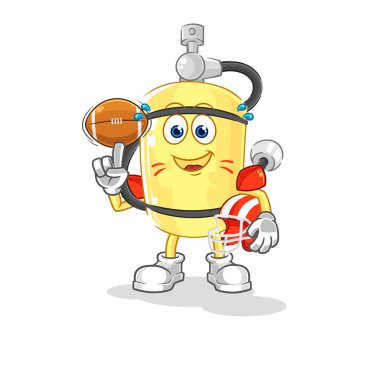 Dalgıç silindiri ragbi karakterini oynuyor. karikatür maskotu vektosu