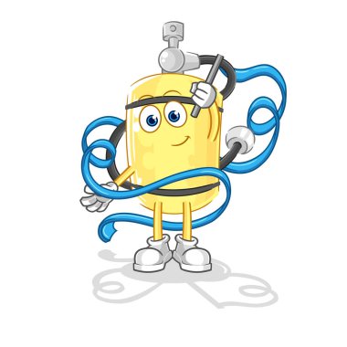 Dalgıç silindiri Ritmik Jimnastik maskotu. çizgi film vektosu