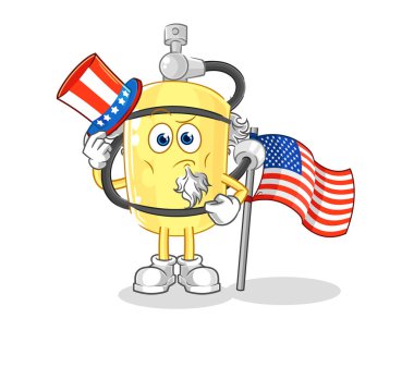 Dalgıç silindirli Sam Amca karakteri. karikatür maskotu vektosu