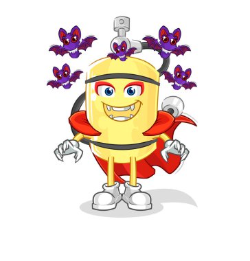 Dalgıç silindiri Drakula çizimi. karakter vektosu