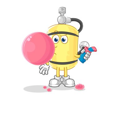 Dalgıç silindirli sakız çiğneme vektörü. karikatür