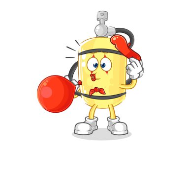 Dalgıç silindiri pandomim balonu şişiriyor. karikatür maskotu vektosu