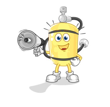 Dalgıç silindiri hoparlör vektörünü tutuyor. karikatür