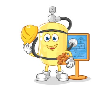 Dalgıç silindiri Mimari çizimi. karakter vektosu