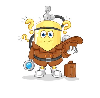 Dalgıç silindirli dedektif vektörü. karikatür