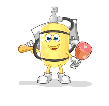 Dalgıç silindiri Kasap çizimi. karakter vektosu