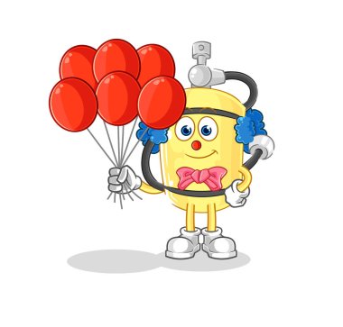 Balon vektörlü dalgıç silindirli palyaço. karikatür