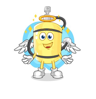 Kanat vektörlü dalgıç silindir melek. karikatür