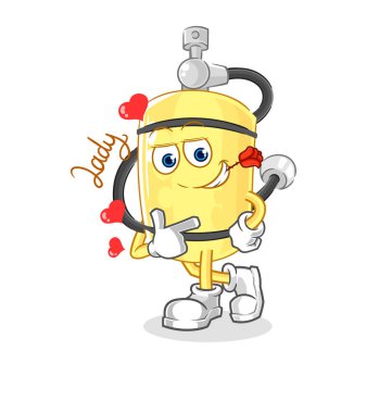 Dalgıç silindiri resimle flört ediyor. karakter vektosu