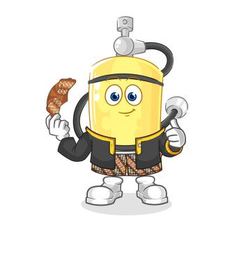 Dalgıç silindirli Cava karakteri. karikatür maskotu vektosu